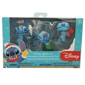 Disney Stitch Holiday Collector Set Kids OS Blue New 3 Figure Glitter Pack